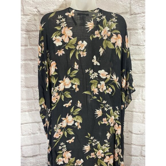 American Eagle Kimono Cardigan Top One Size Shawl Beach Coverup Ruana Floral - Picture 9 of 15